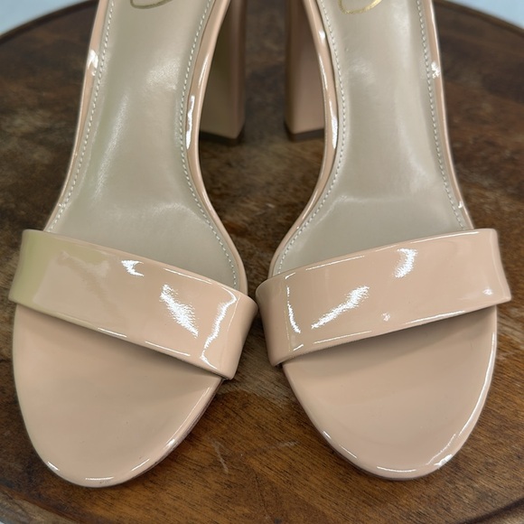 Sam Edelman Shoes Wm 9 M Yaro Beige Blush Patent Leather Block Heel Sandals - Picture 11 of 11